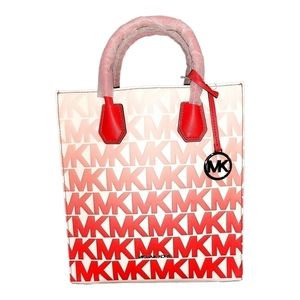 Michael Kors Mercer Shopper Vegan Purse Shoulder Bag Crossbody Coral NWT NEW